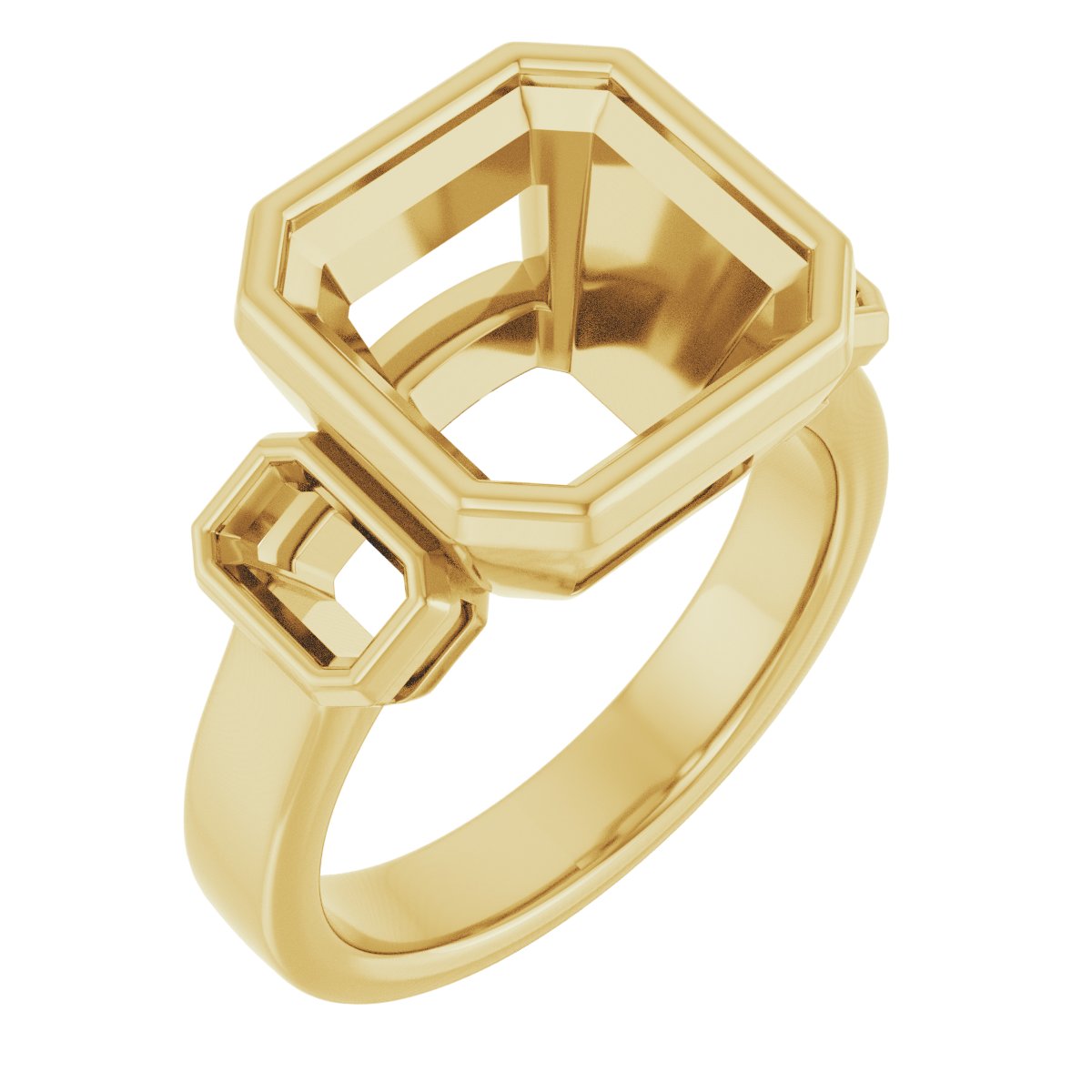 Bezel-Set Three-Stone Engagement Ring