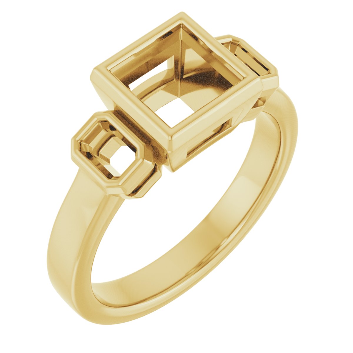 Bezel-Set Three-Stone Engagement Ring