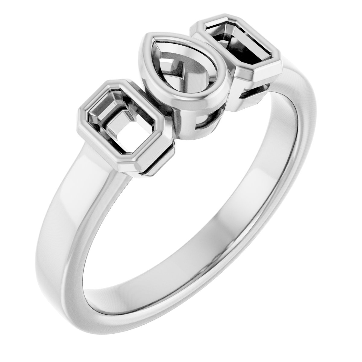 Bezel-Set Three-Stone Engagement Ring
