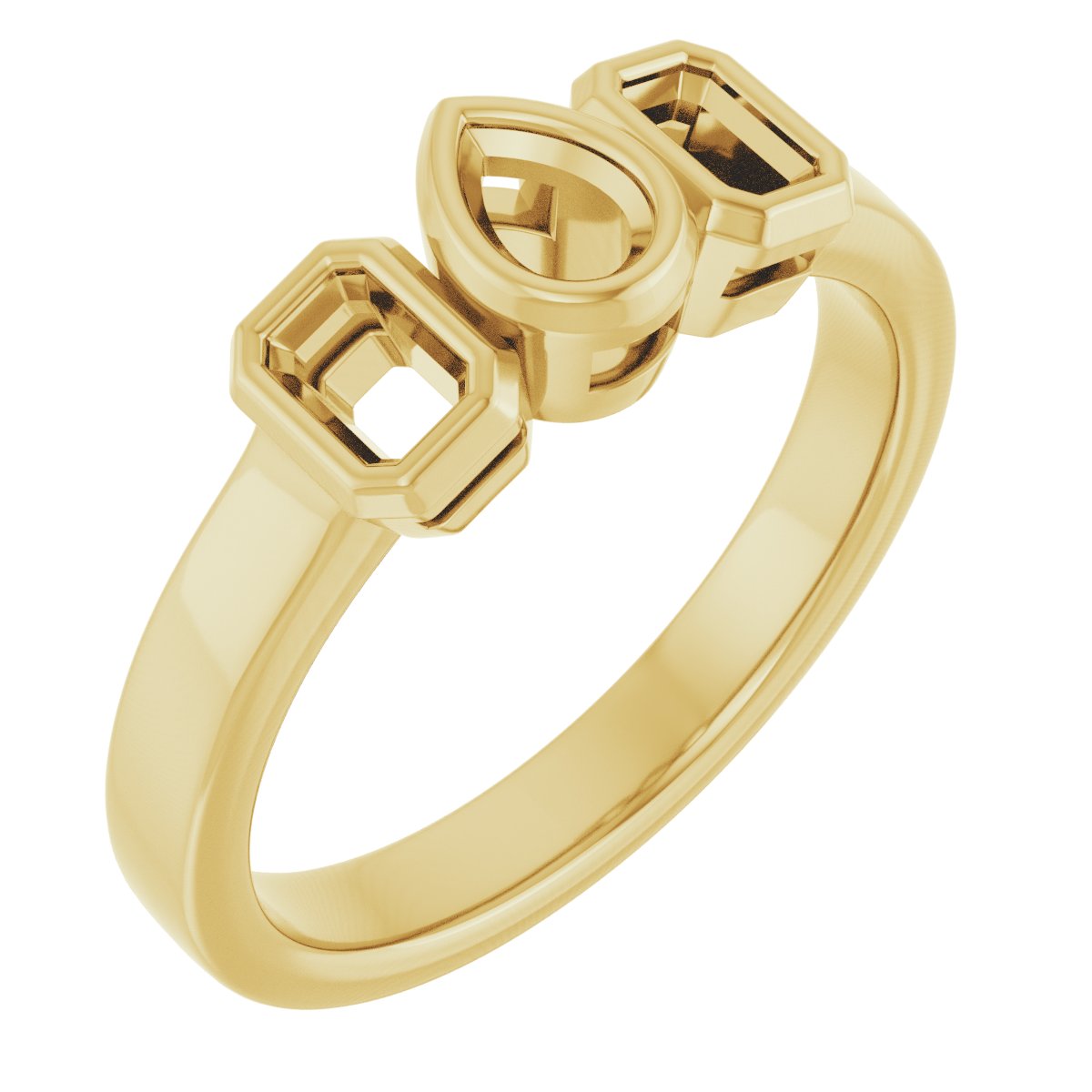 Bezel-Set Three-Stone Engagement Ring