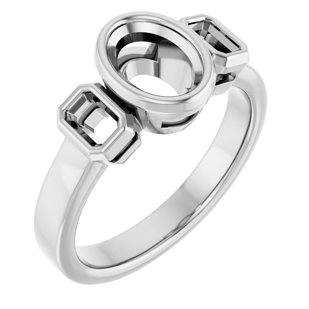 Bezel-Set Three-Stone Engagement Ring