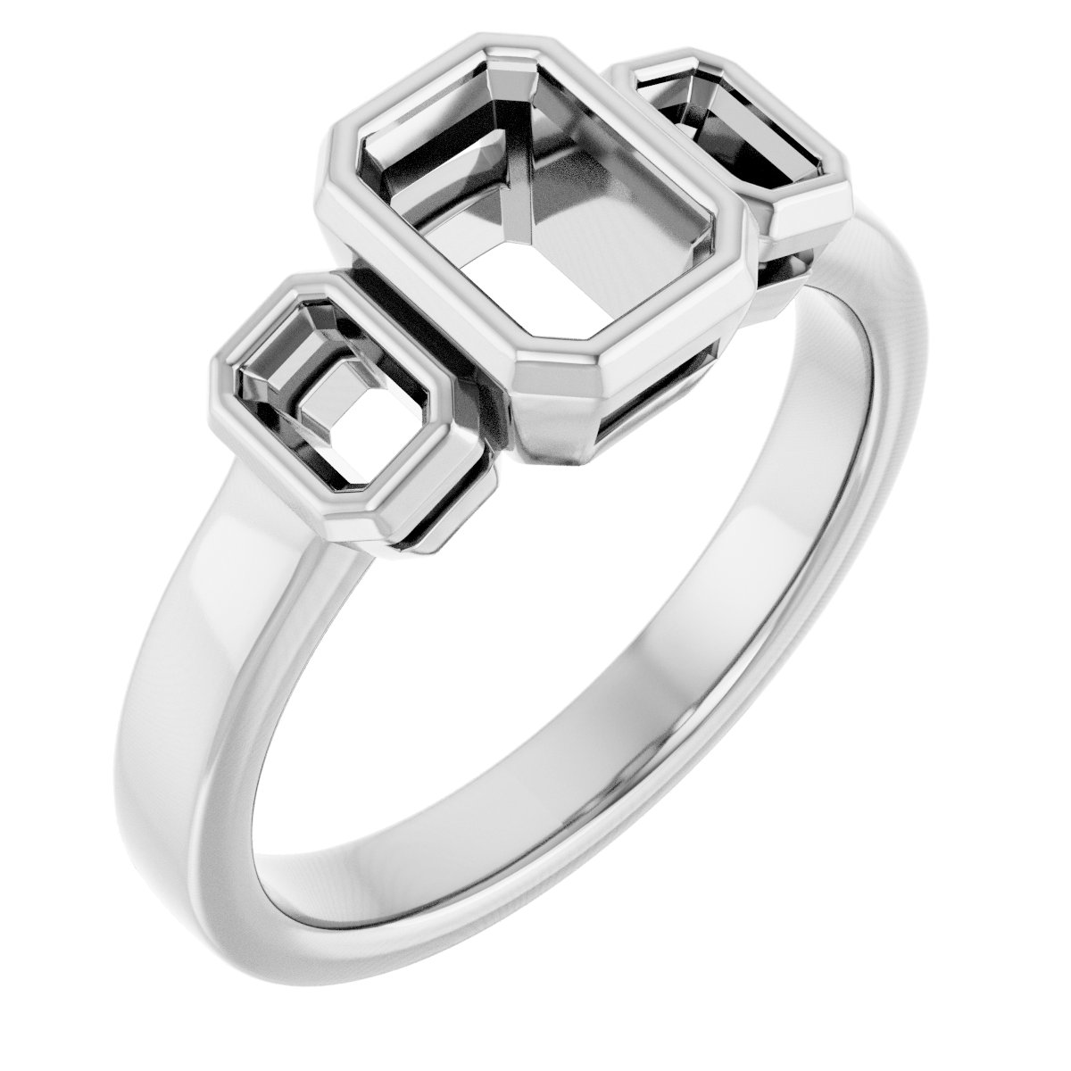 Bezel-Set Three-Stone Engagement Ring