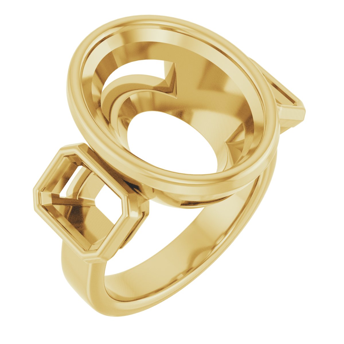 Bezel-Set Three-Stone Engagement Ring