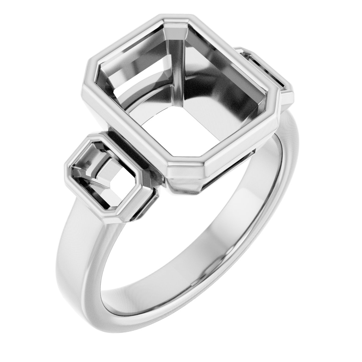 Bezel-Set Three-Stone Engagement Ring