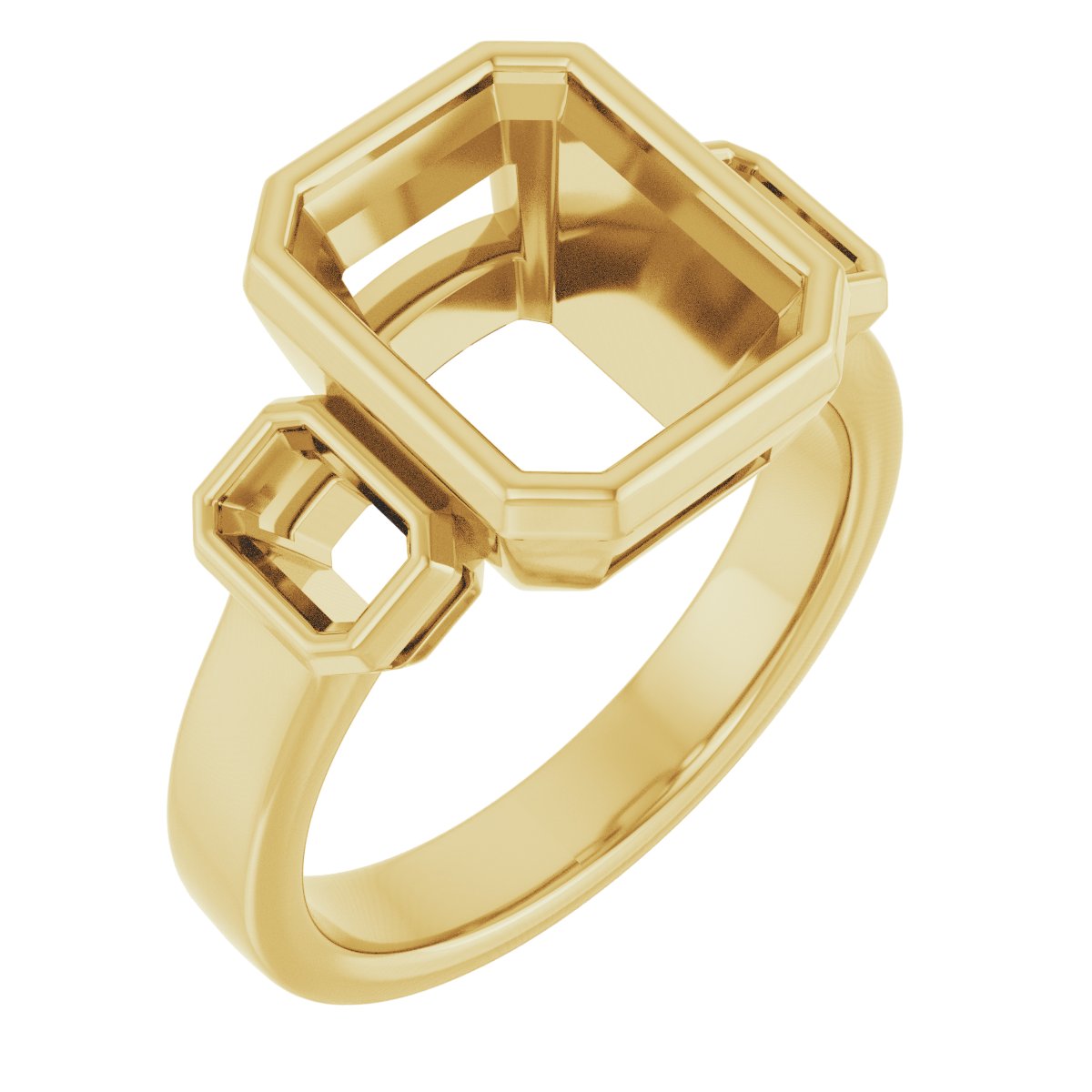 Bezel-Set Three-Stone Engagement Ring