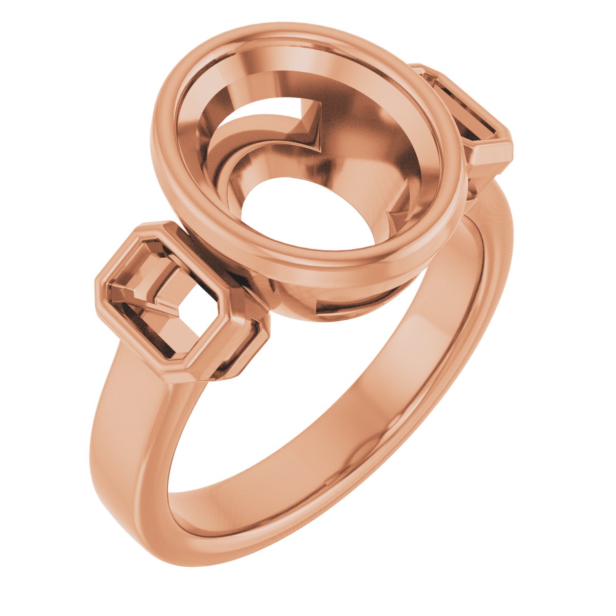 Bezel-Set Three-Stone Engagement Ring