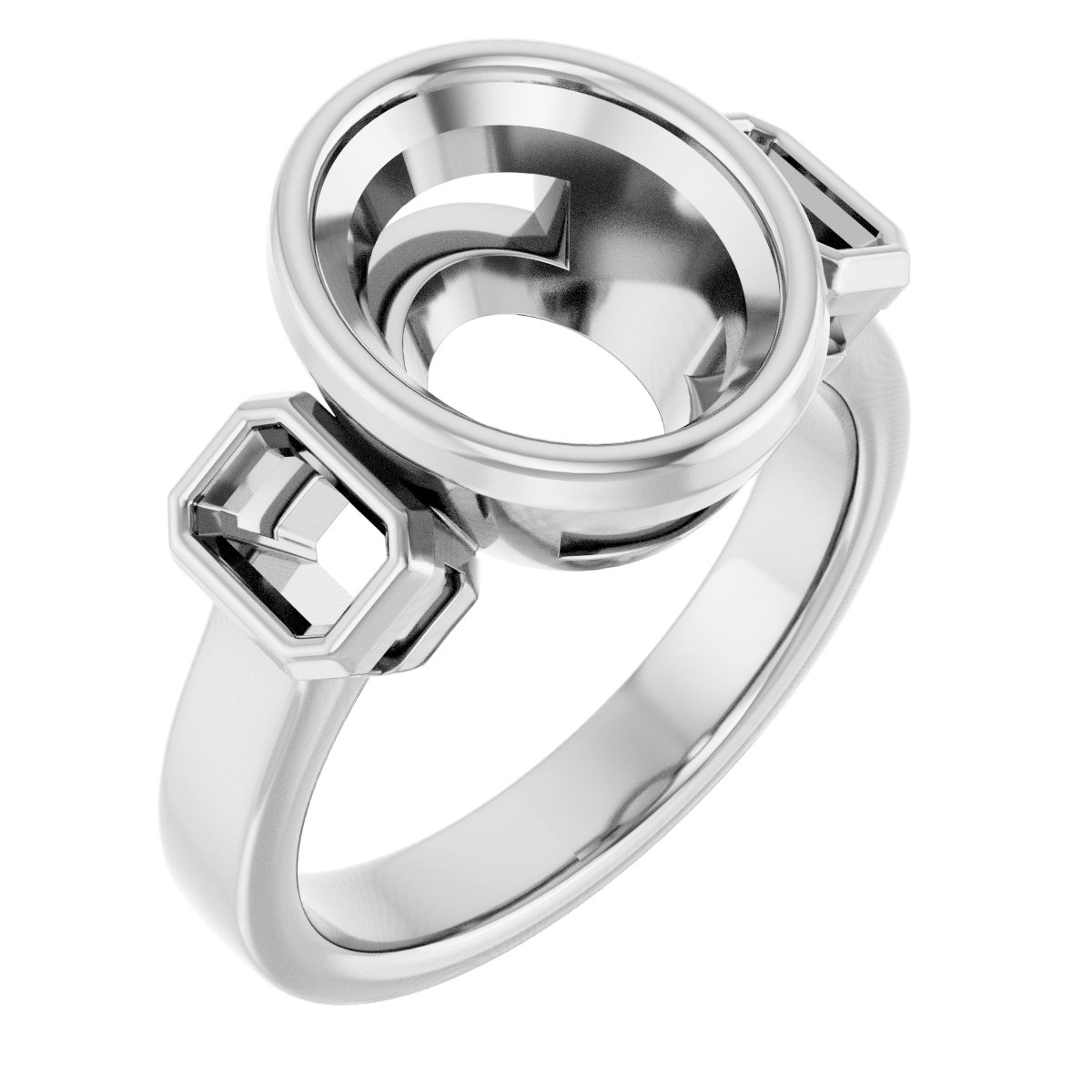 Bezel-Set Three-Stone Engagement Ring