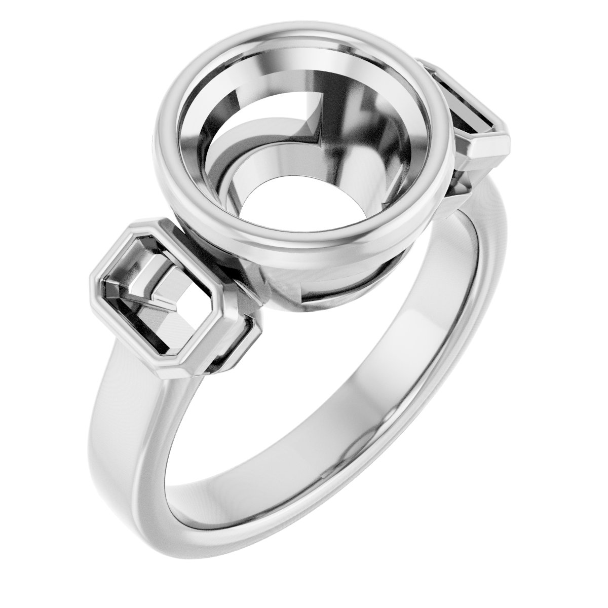 Bezel-Set Three-Stone Engagement Ring