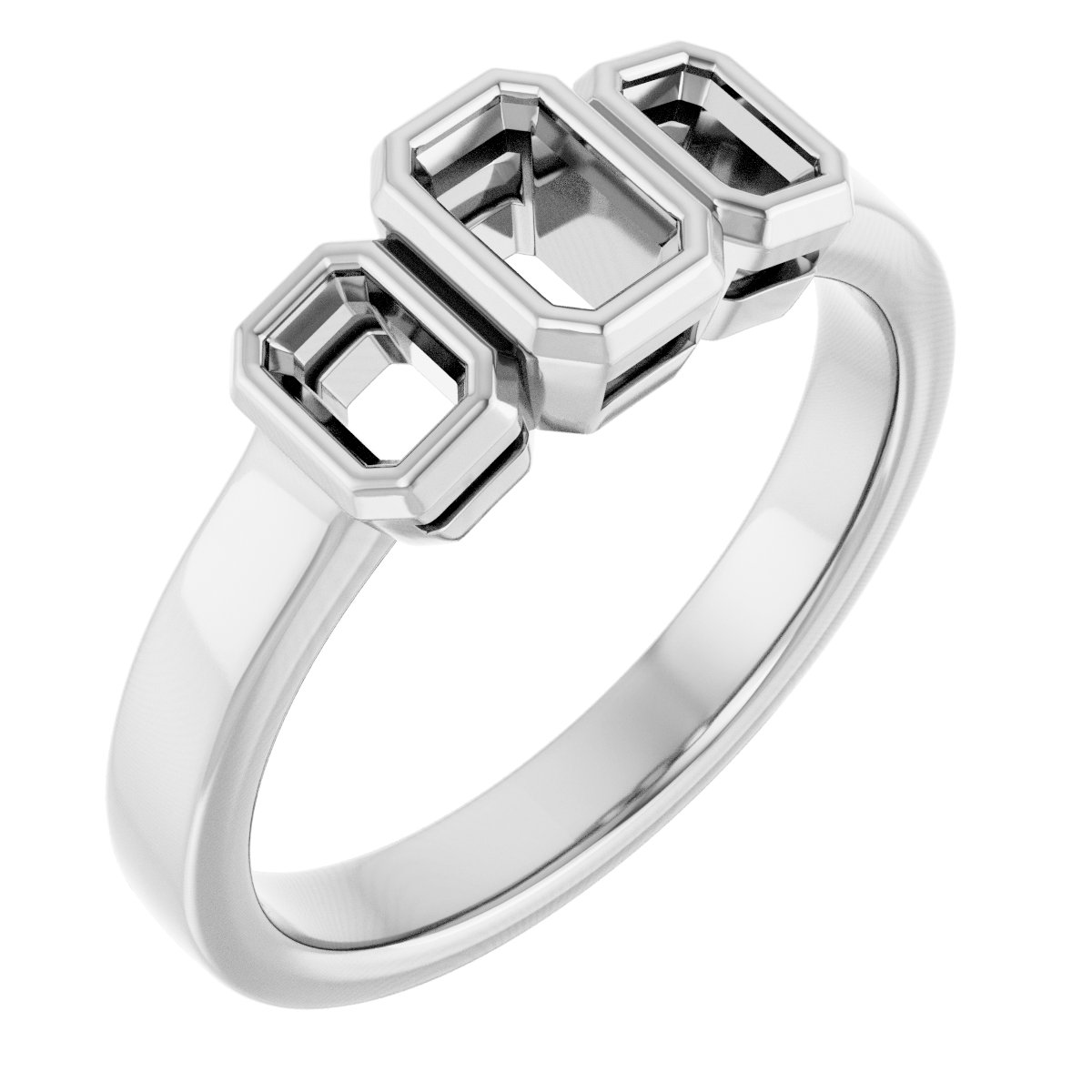 Bezel-Set Three-Stone Engagement Ring