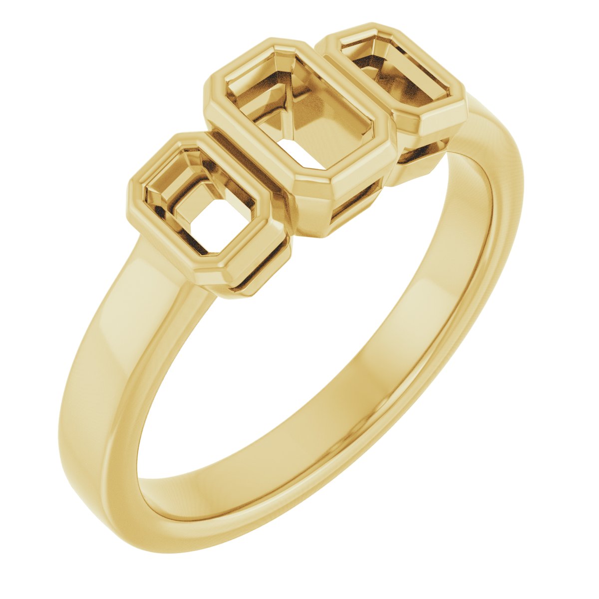 Bezel-Set Three-Stone Engagement Ring