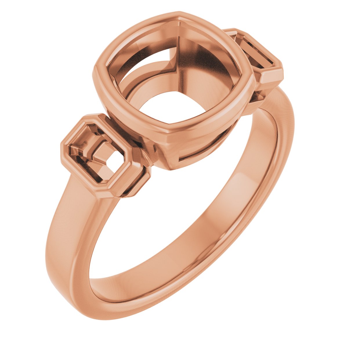 Bezel-Set Three-Stone Engagement Ring