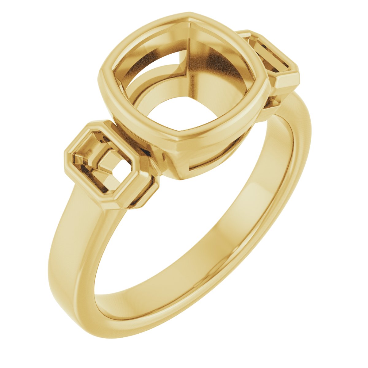 Bezel-Set Three-Stone Engagement Ring