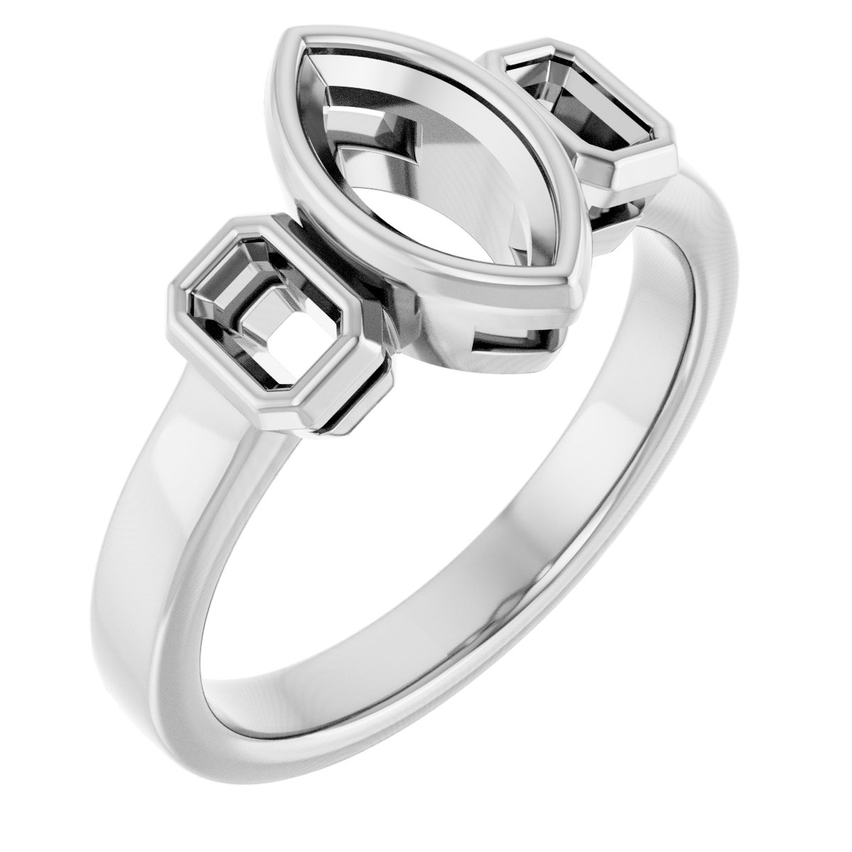 Bezel-Set Three-Stone Engagement Ring