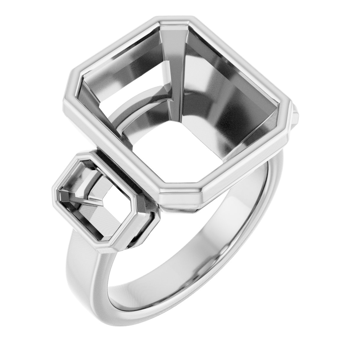 Bezel-Set Three-Stone Engagement Ring