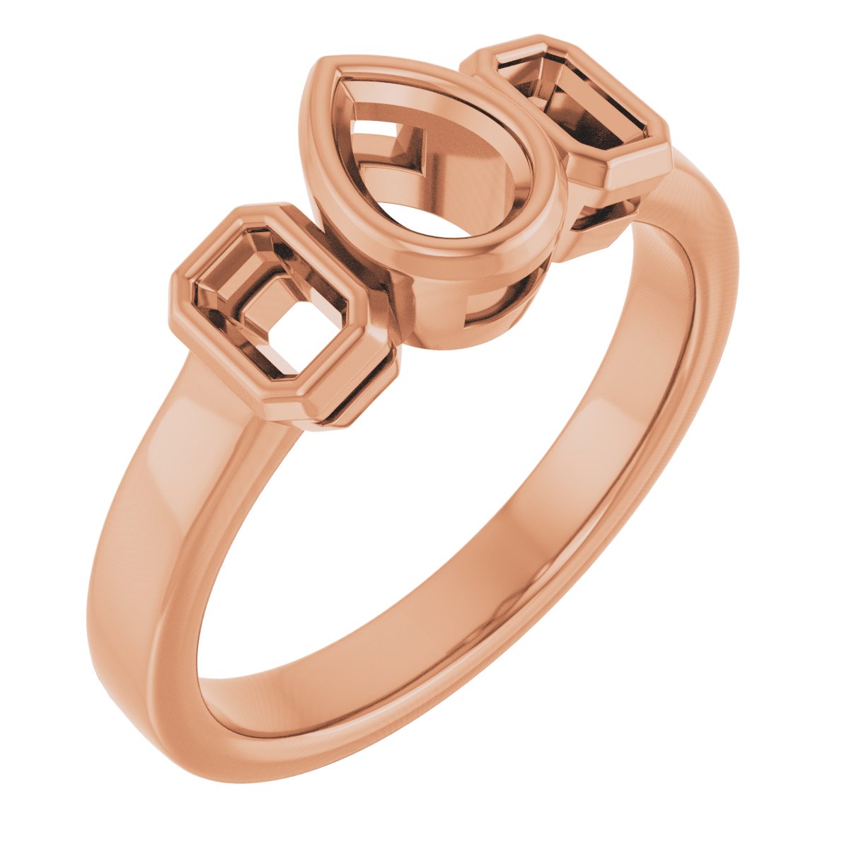 Bezel-Set Three-Stone Engagement Ring