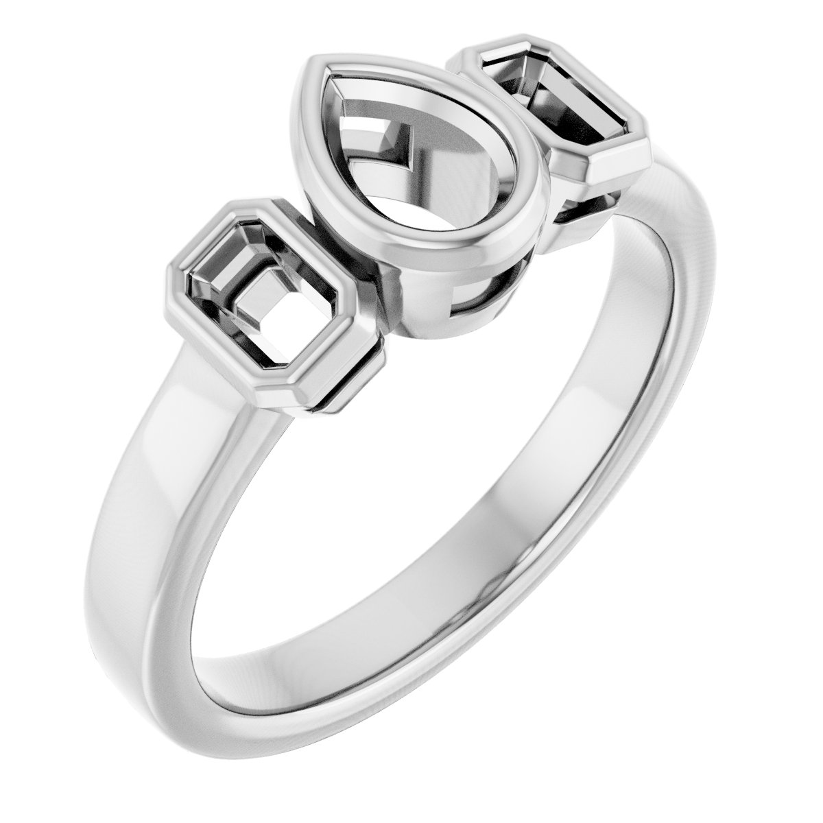 Bezel-Set Three-Stone Engagement Ring