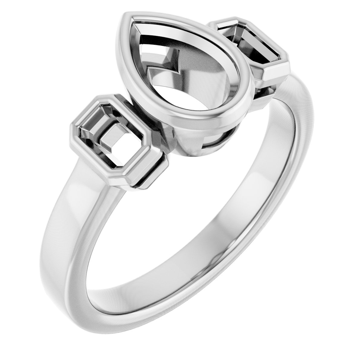 Bezel-Set Three-Stone Engagement Ring
