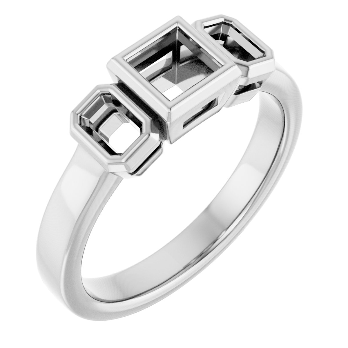 Bezel-Set Three-Stone Engagement Ring
