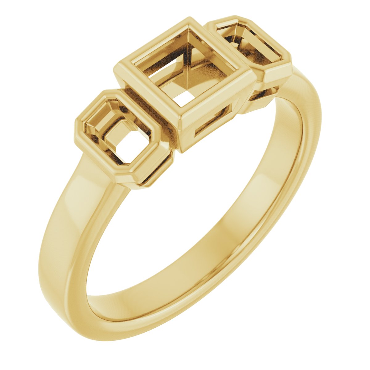 Bezel-Set Three-Stone Engagement Ring