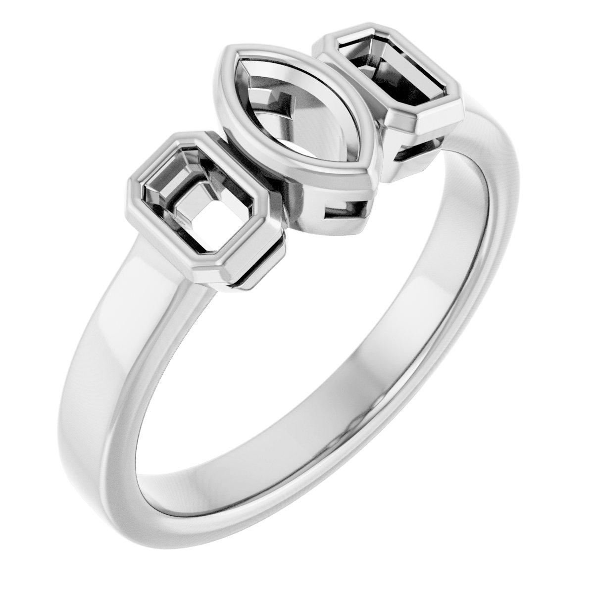 Bezel-Set Three-Stone Engagement Ring