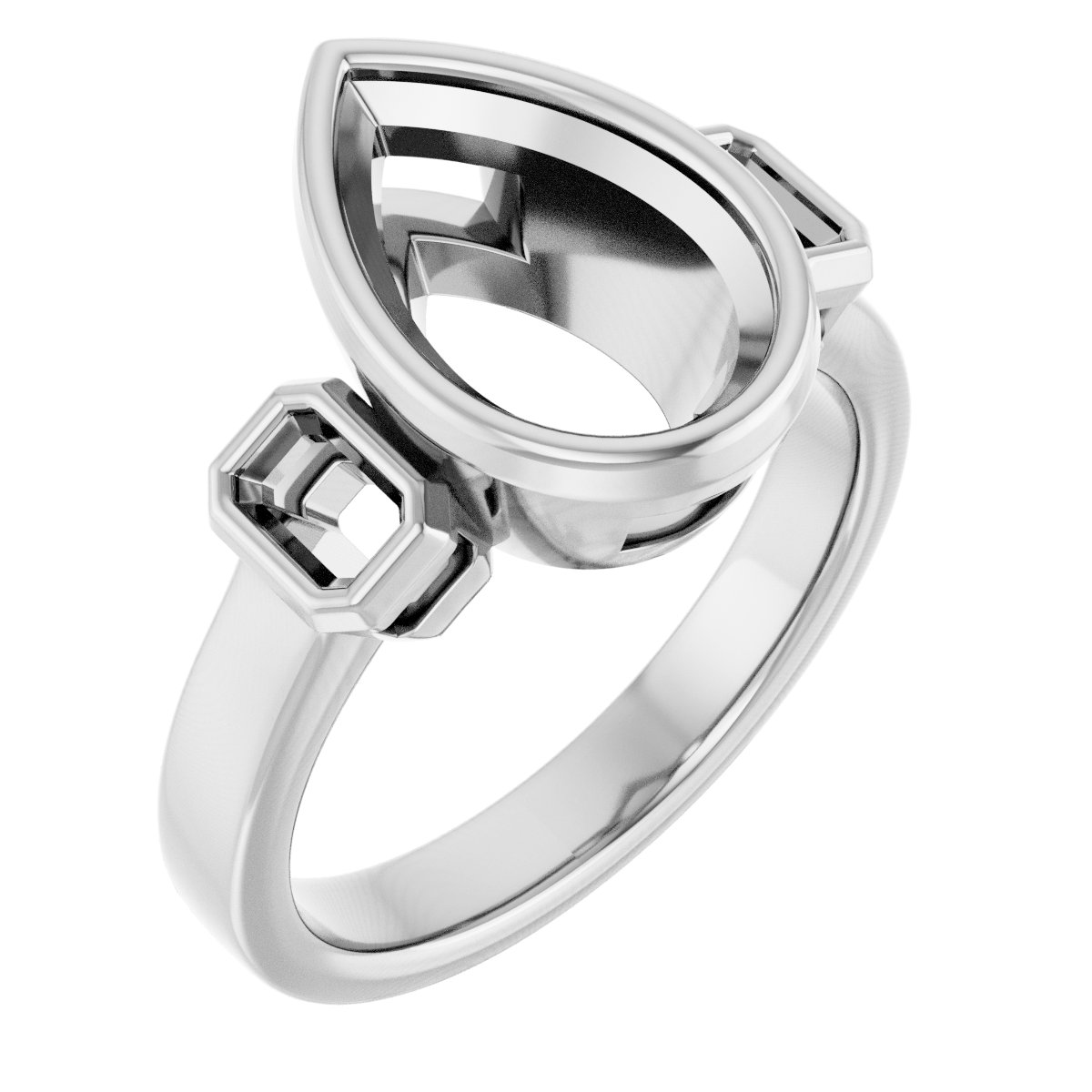 Bezel-Set Three-Stone Engagement Ring