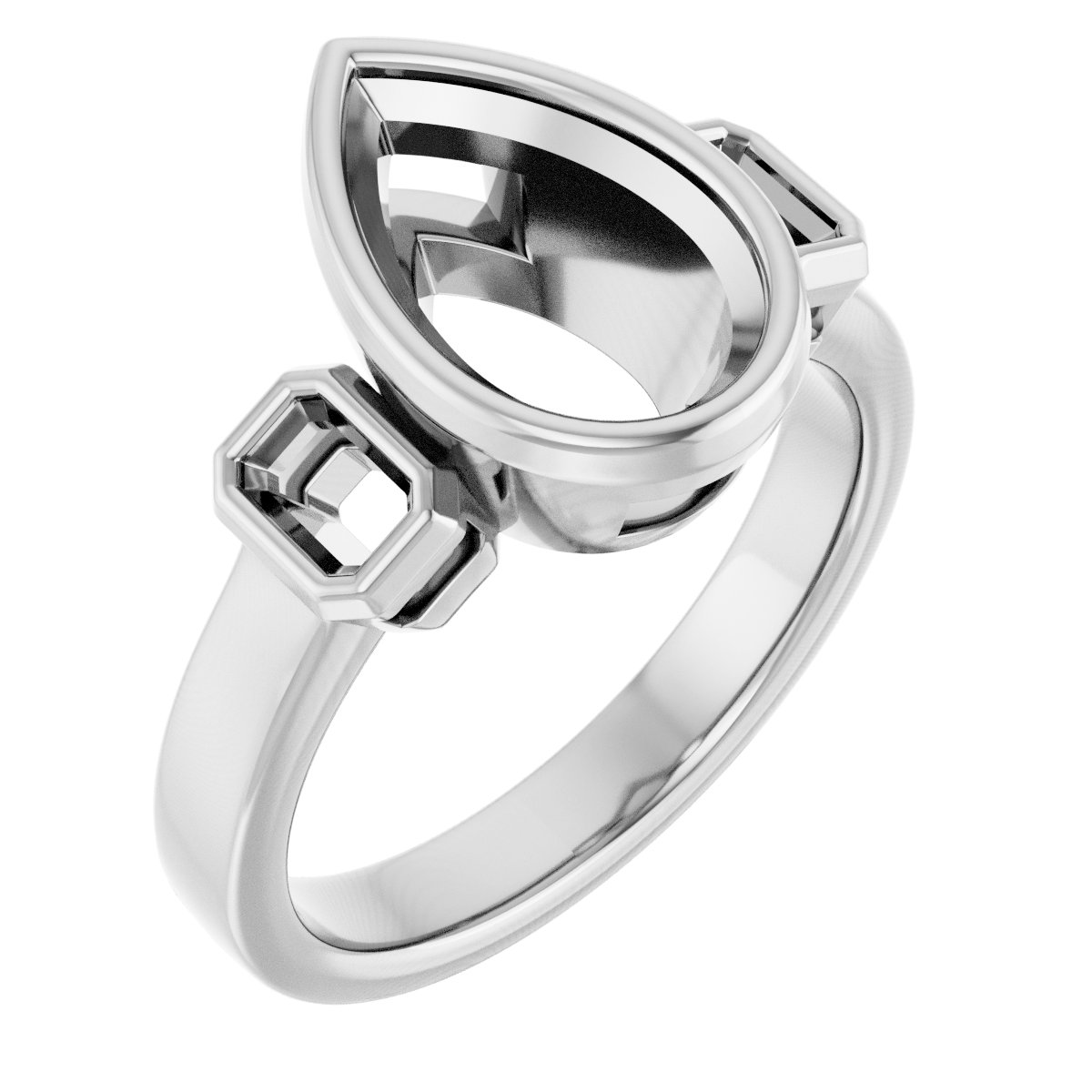 Bezel-Set Three-Stone Engagement Ring