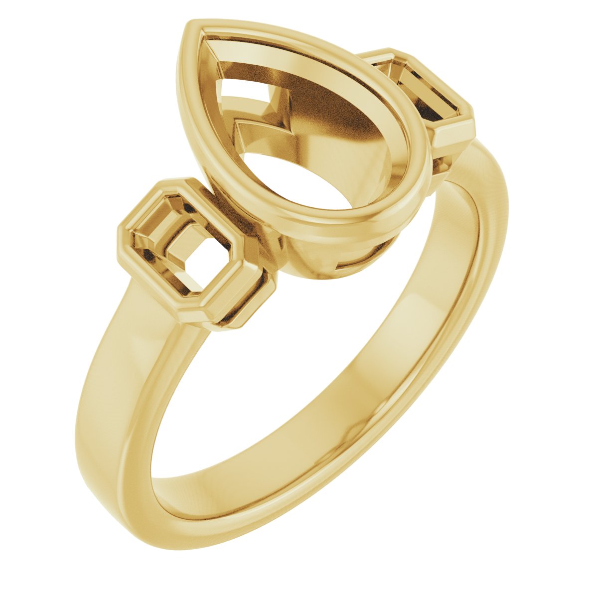 Bezel-Set Three-Stone Engagement Ring