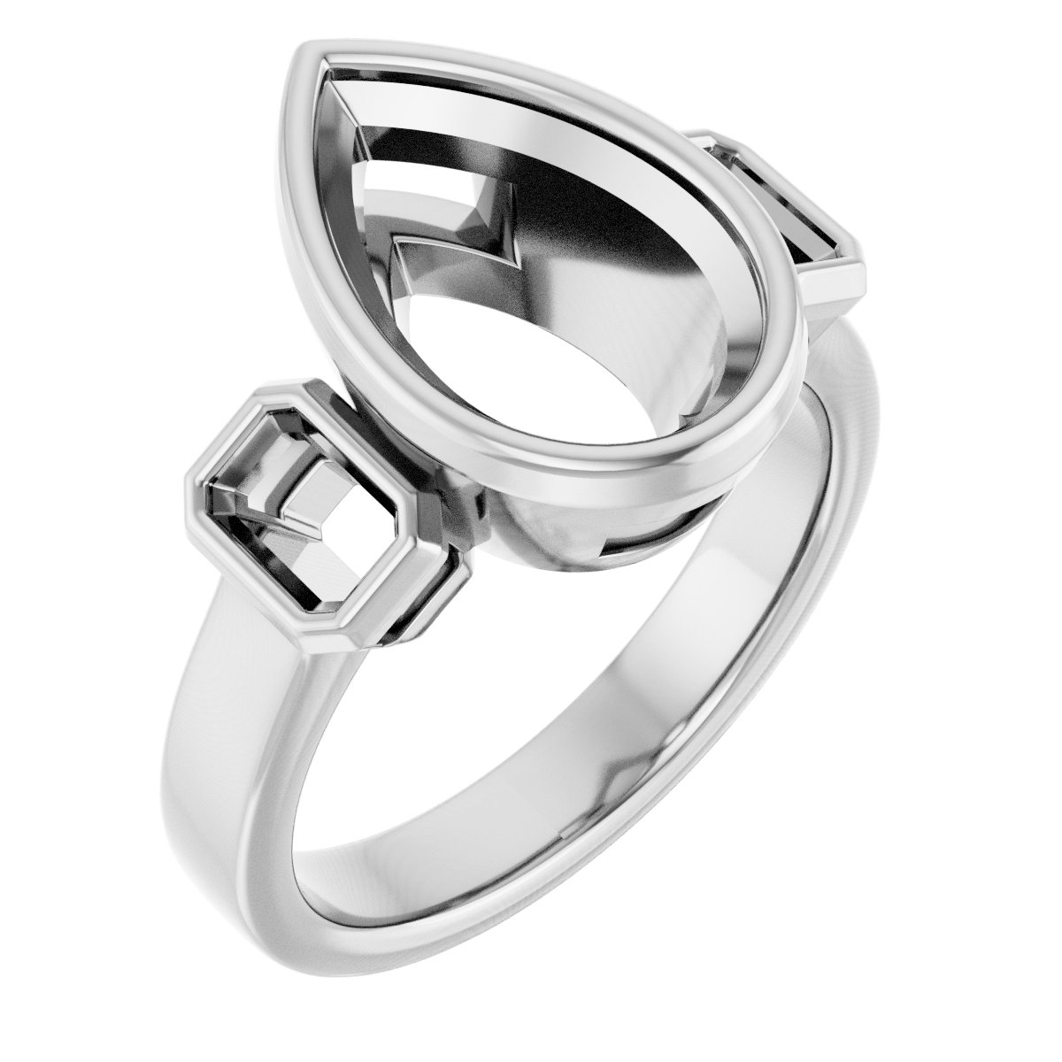 Bezel-Set Three-Stone Engagement Ring