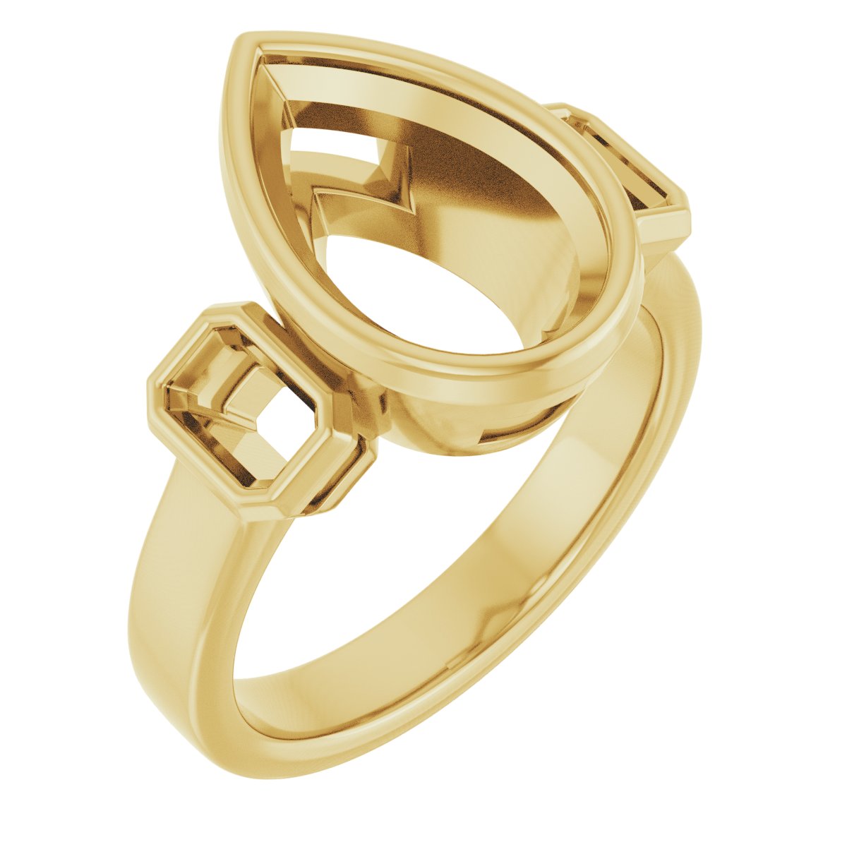 Bezel-Set Three-Stone Engagement Ring