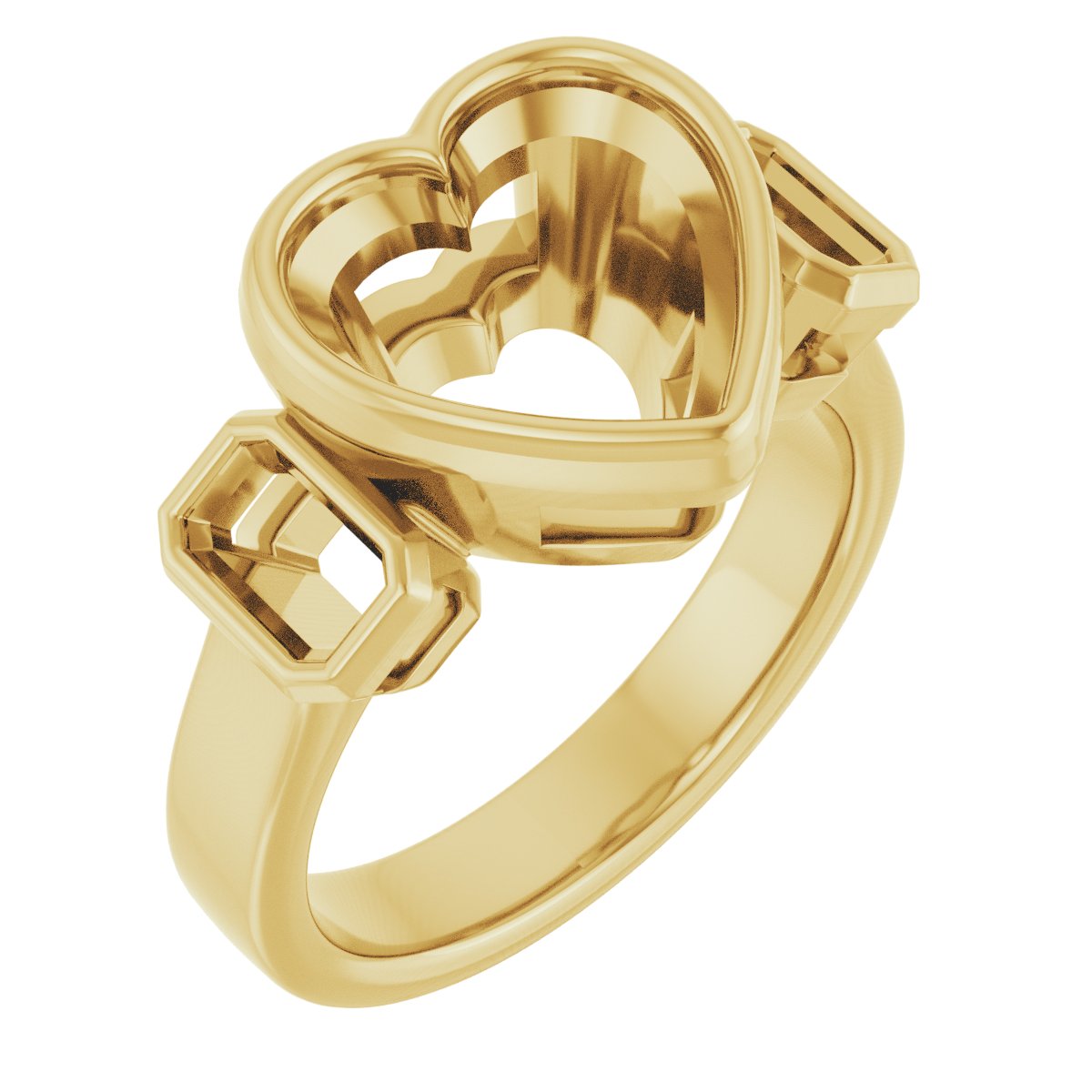 Bezel-Set Three-Stone Engagement Ring