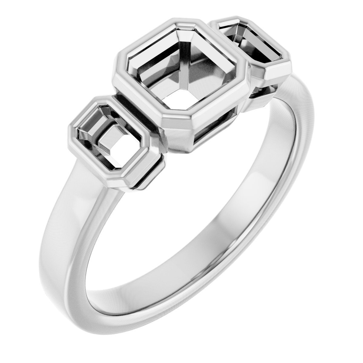 Bezel-Set Three-Stone Engagement Ring