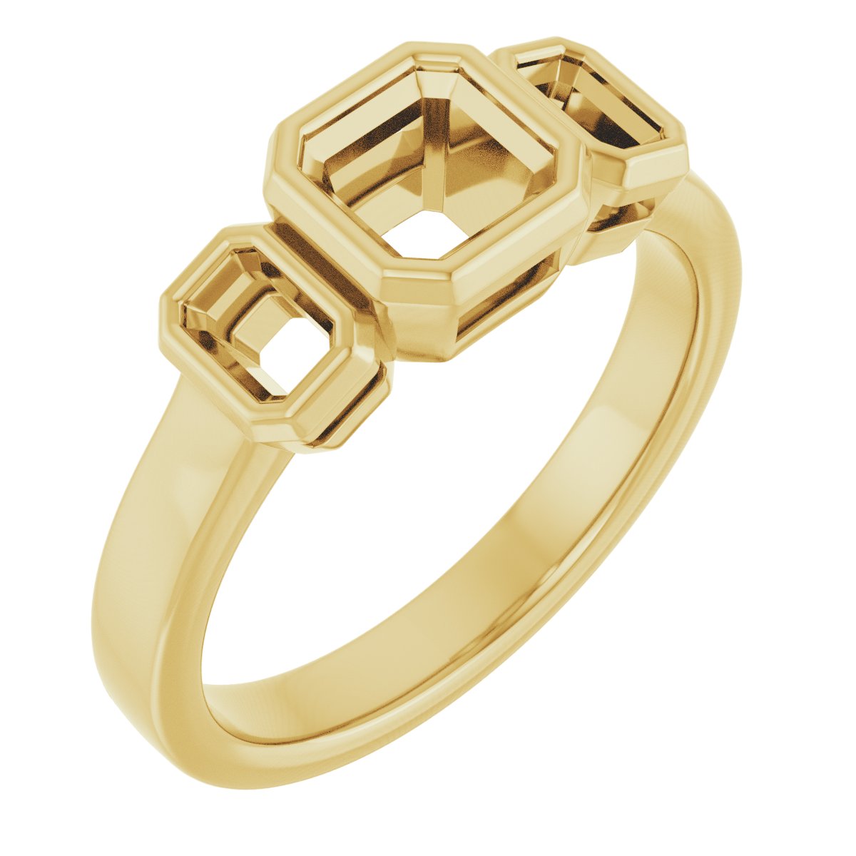 Bezel-Set Three-Stone Engagement Ring