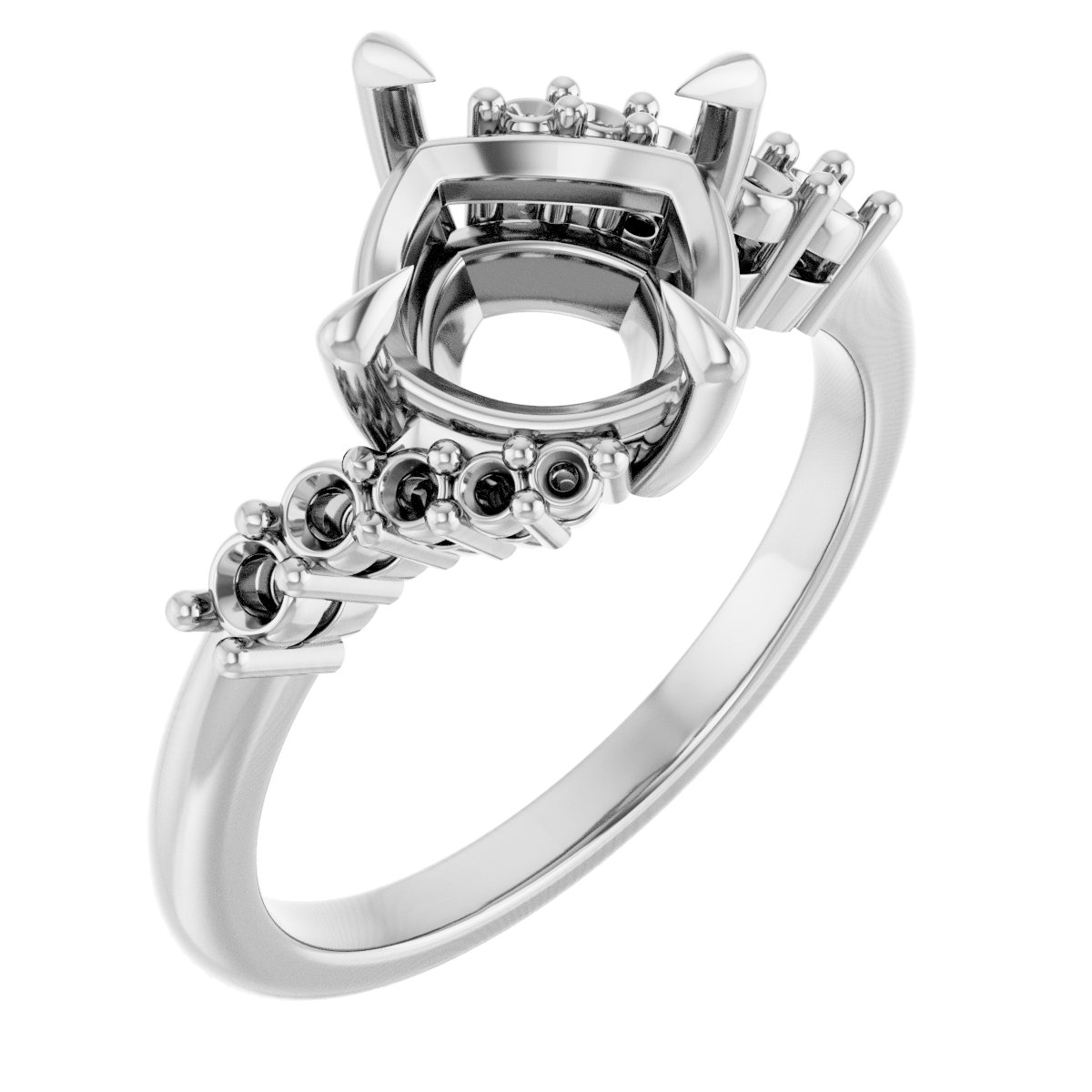 Claw-Prong Accented Engagement Ring