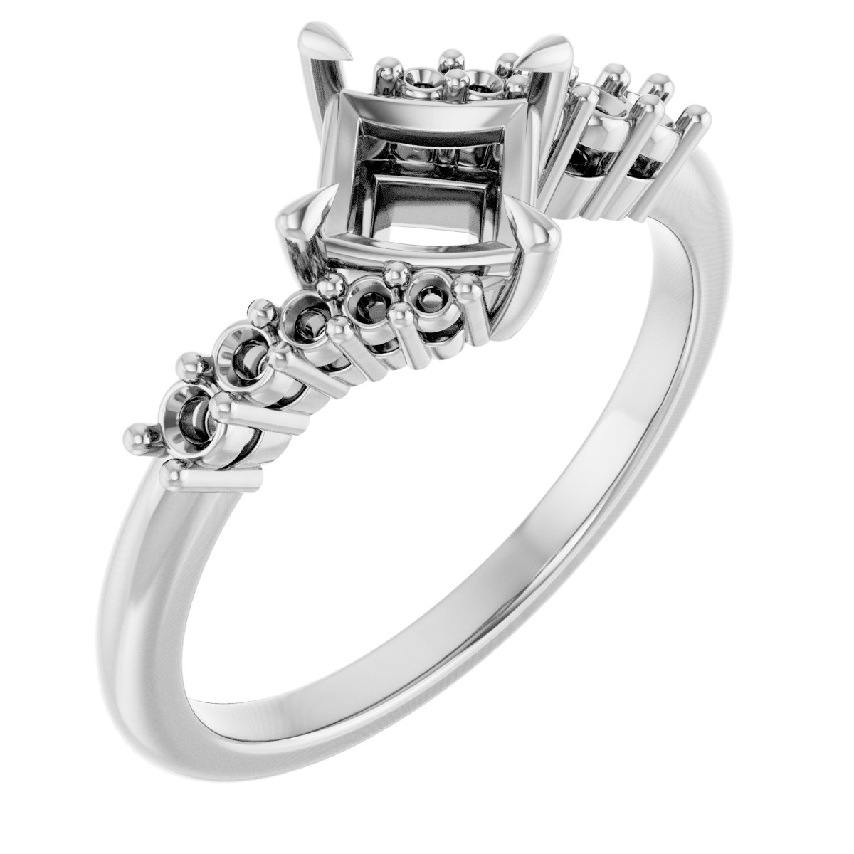 Claw-Prong Accented Engagement Ring