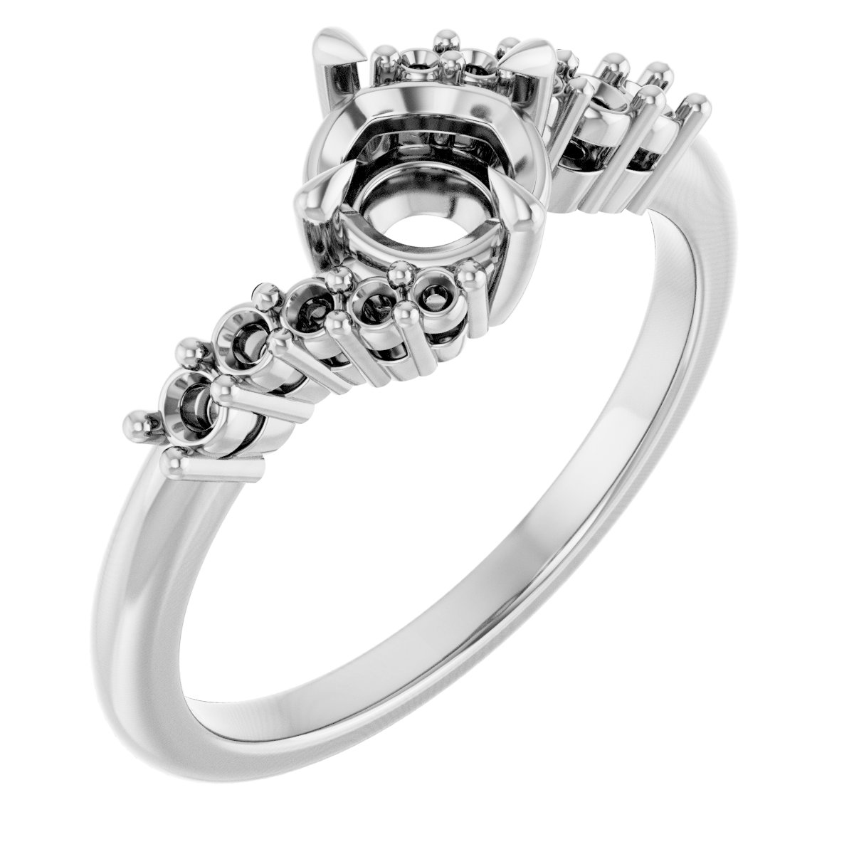 Claw-Prong Accented Engagement Ring