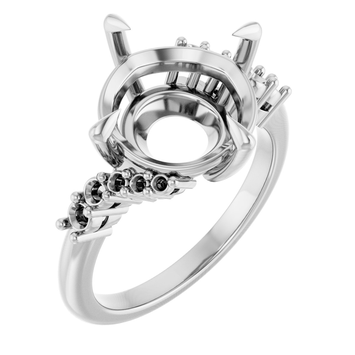 Claw-Prong Accented Engagement Ring