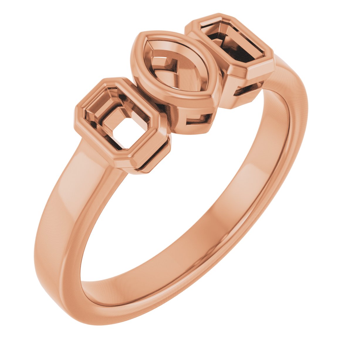 Bezel-Set Three-Stone Engagement Ring