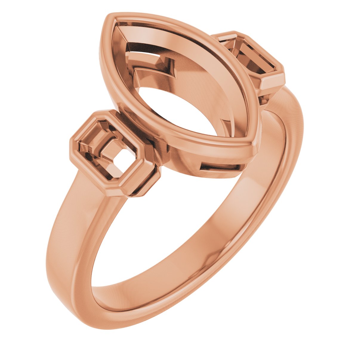 Bezel-Set Three-Stone Engagement Ring