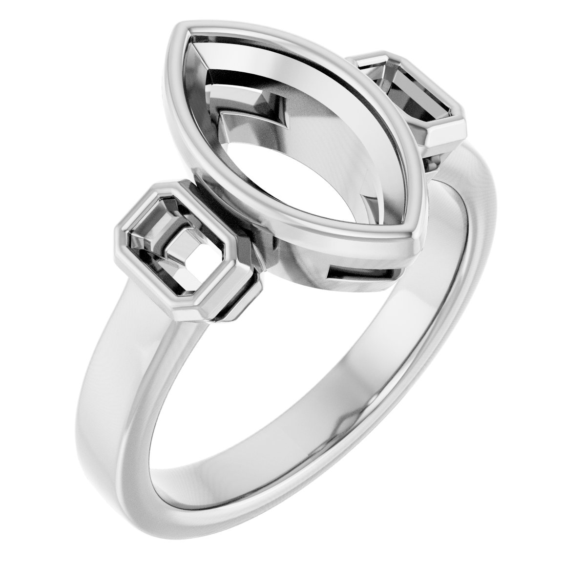 Bezel-Set Three-Stone Engagement Ring