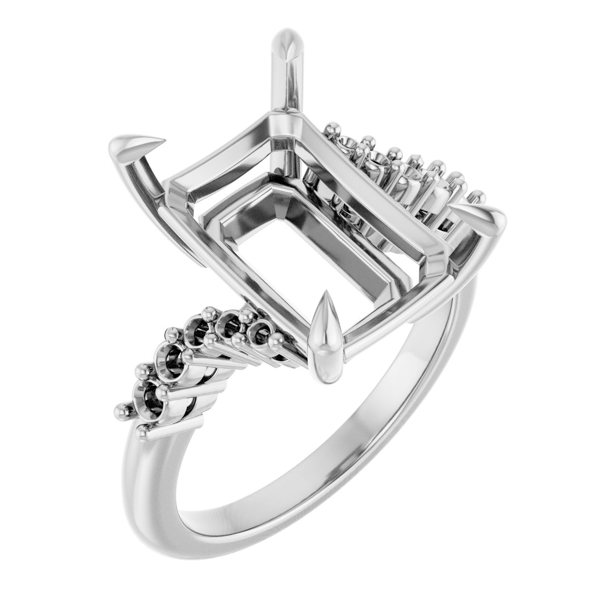 Claw-Prong Accented Engagement Ring