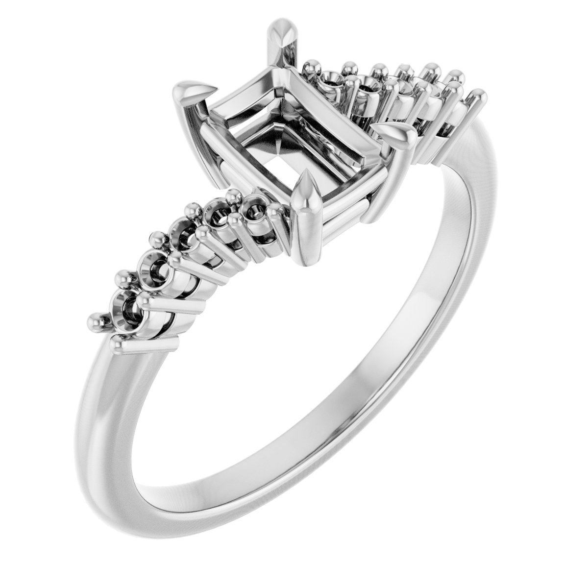 Claw-Prong Accented Engagement Ring