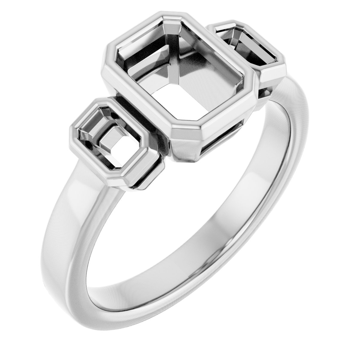 Bezel-Set Three-Stone Engagement Ring