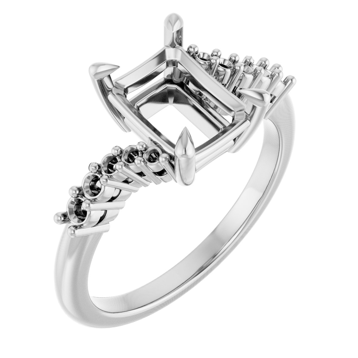Claw-Prong Accented Engagement Ring