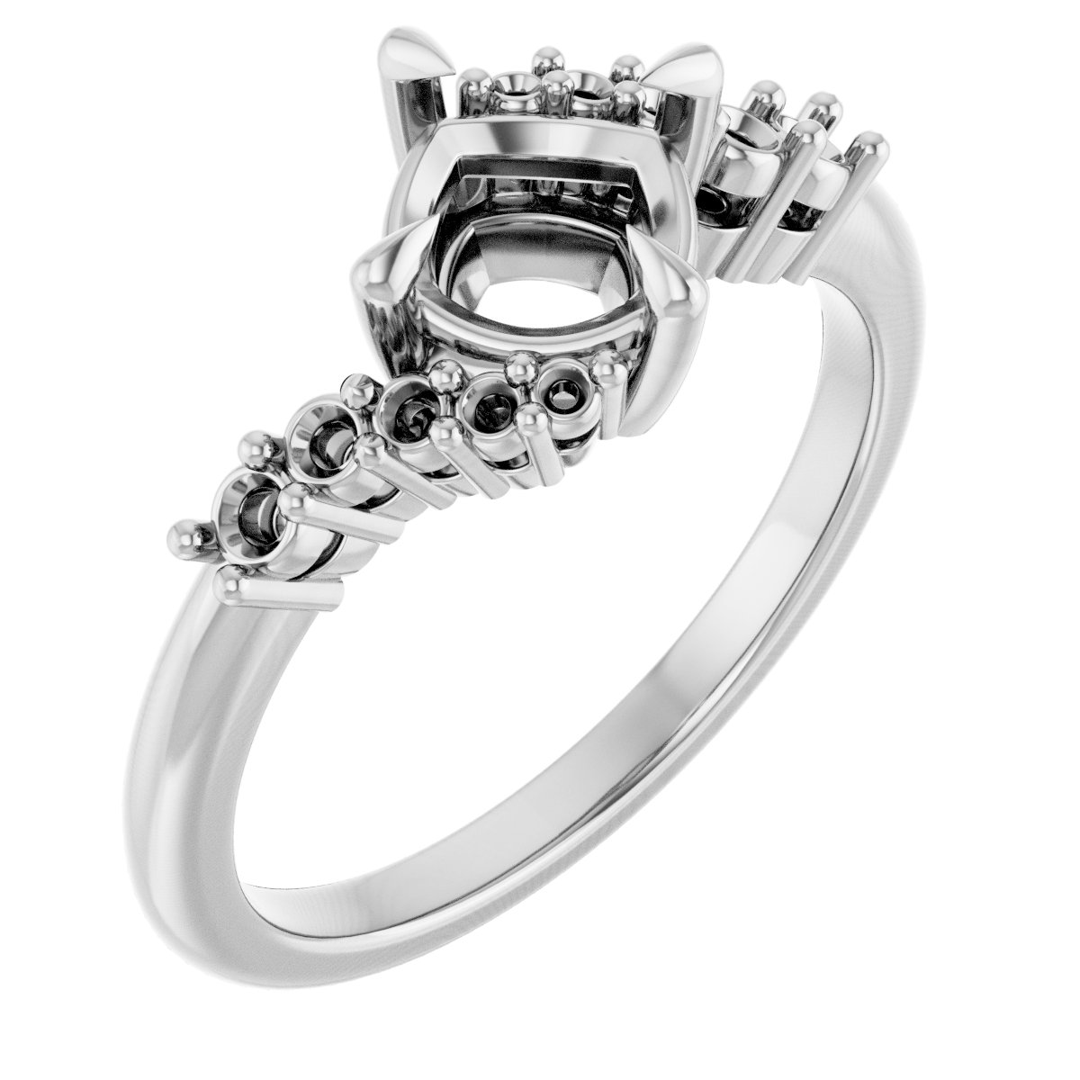 Claw-Prong Accented Engagement Ring