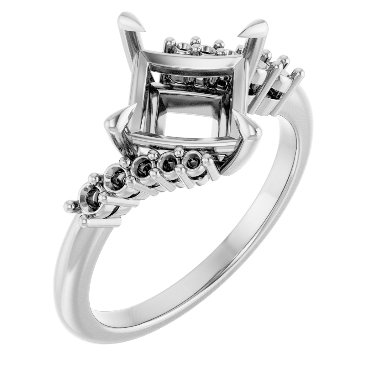 Claw-Prong Accented Engagement Ring