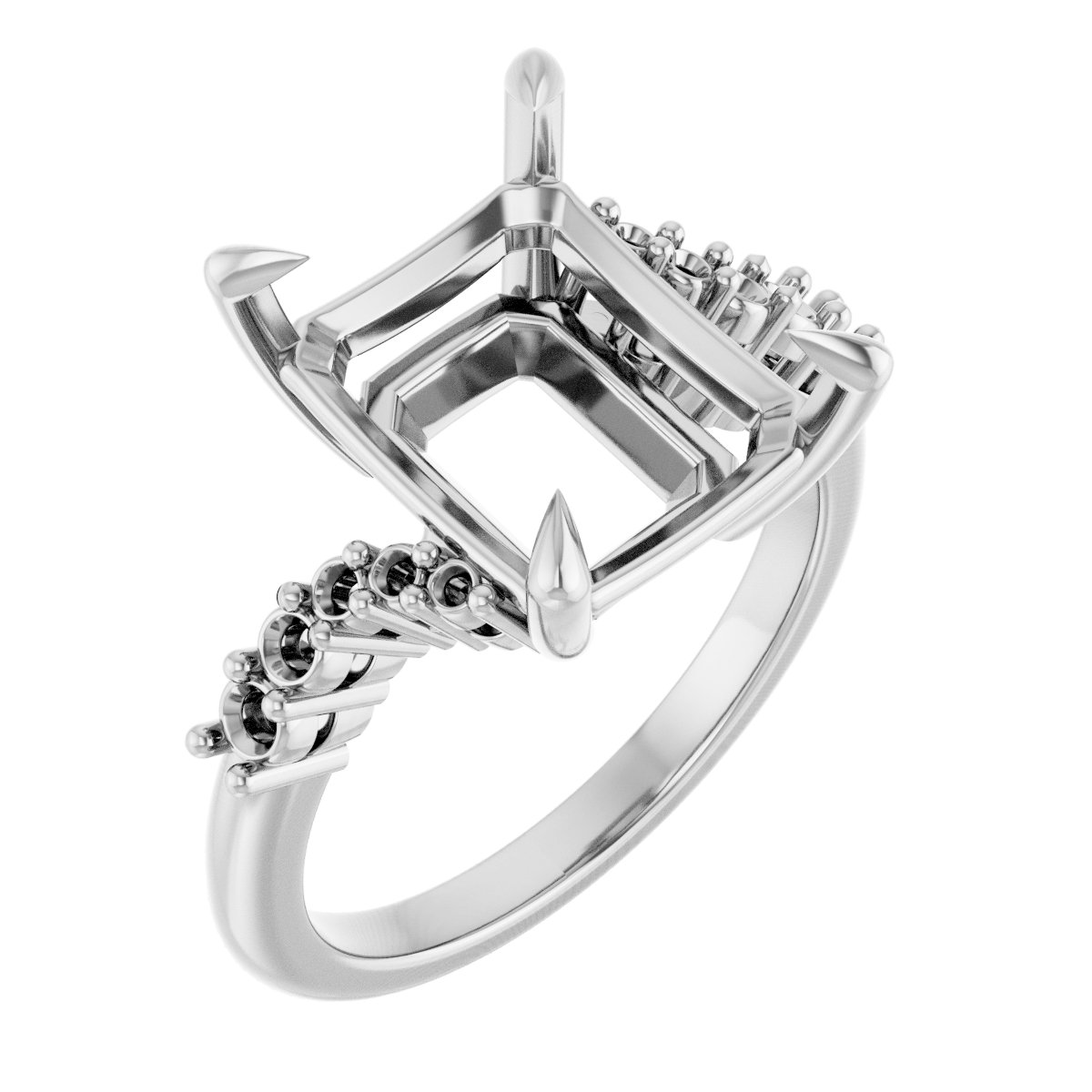Claw-Prong Accented Engagement Ring