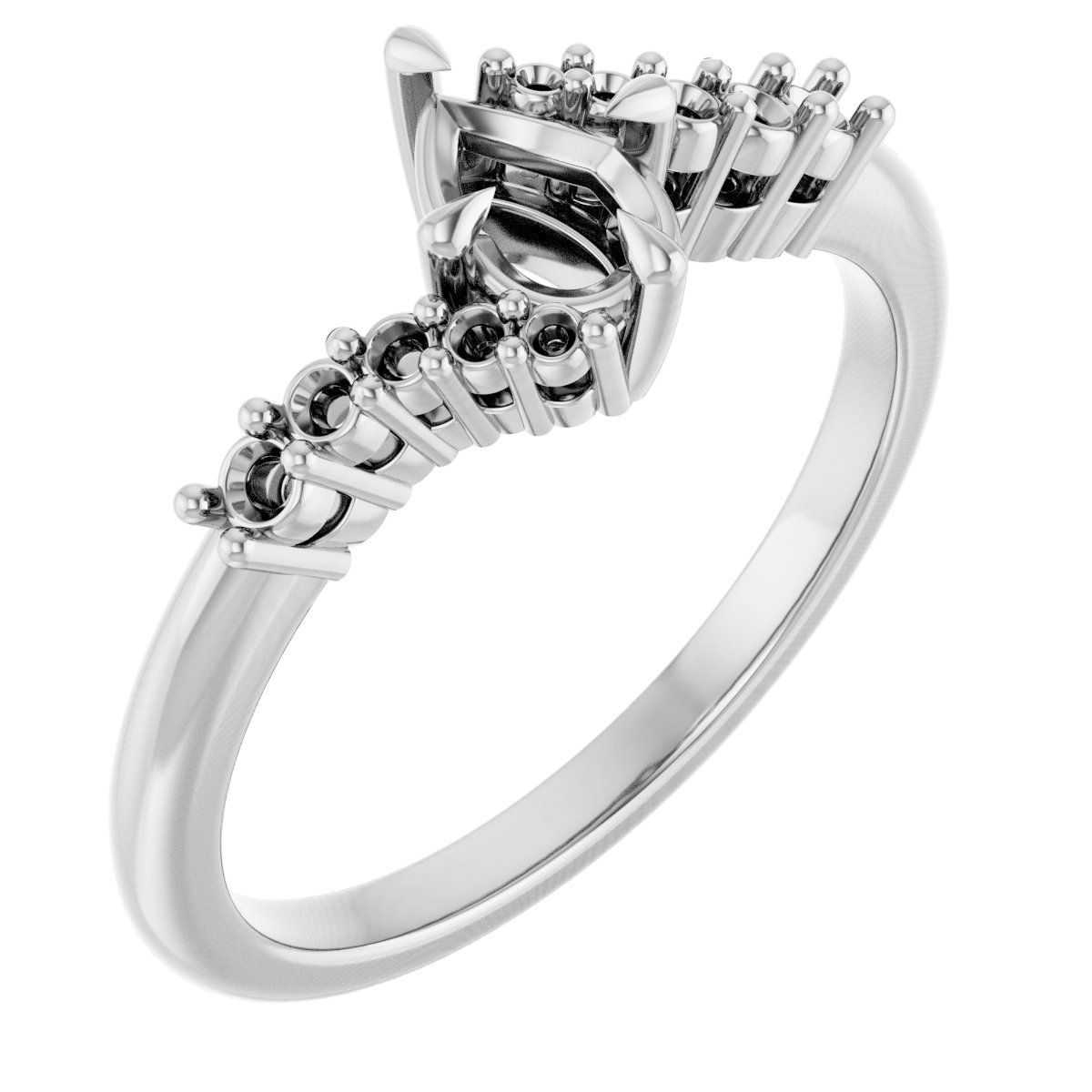 Claw-Prong Accented Engagement Ring
