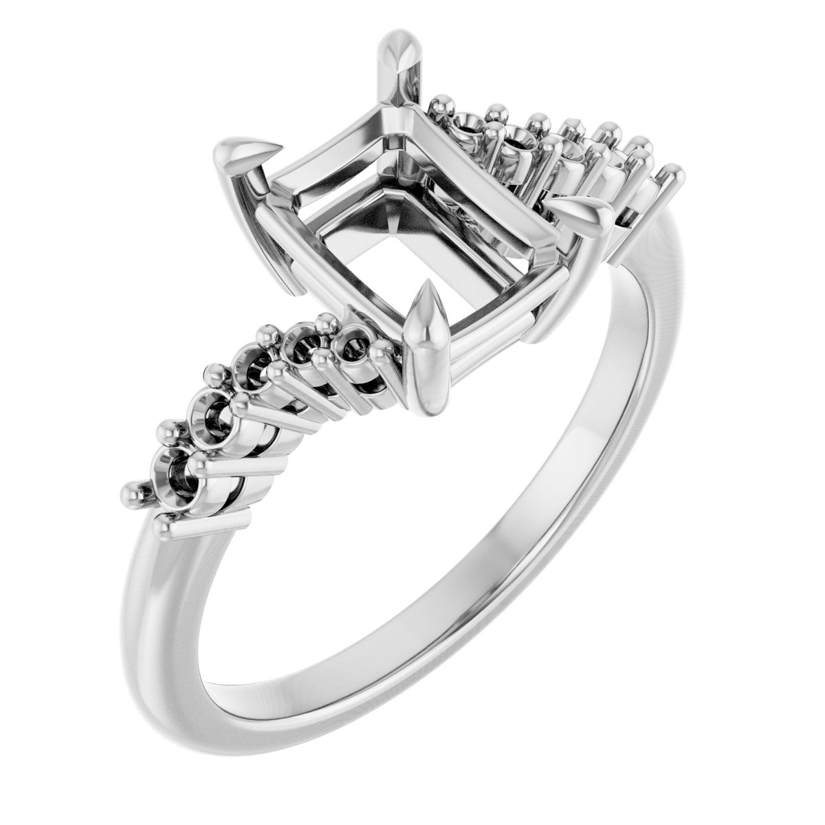 Claw-Prong Accented Engagement Ring