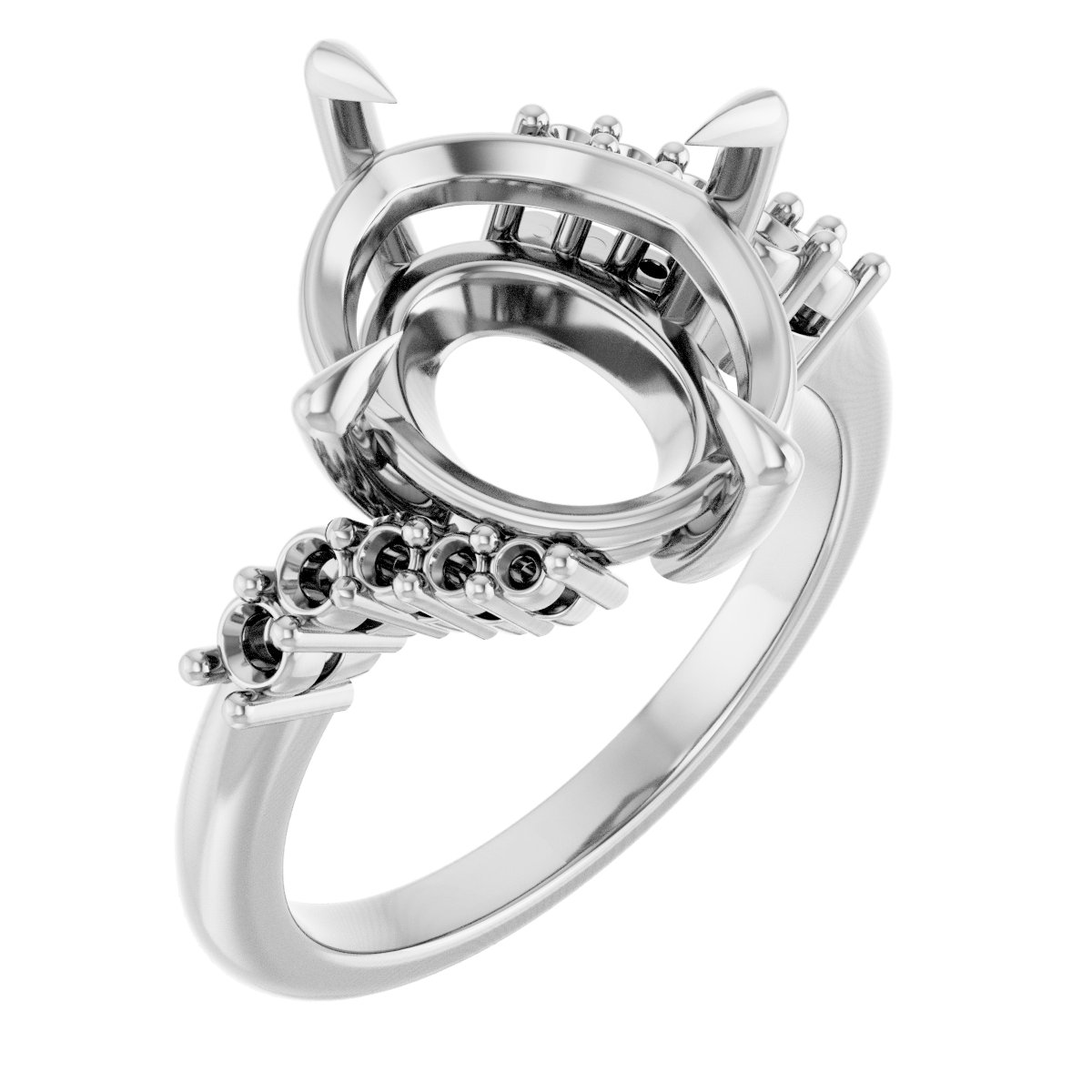 Claw-Prong Accented Engagement Ring