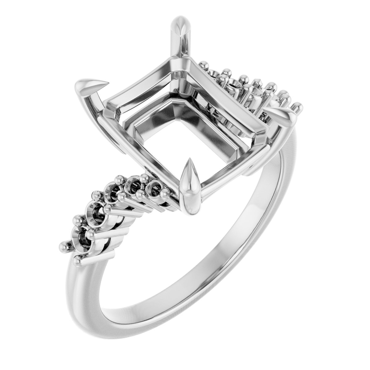Claw-Prong Accented Engagement Ring
